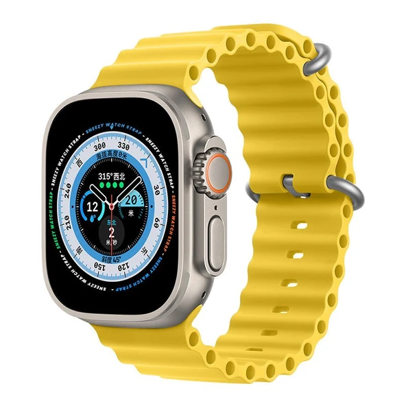 Apple Watch 49mm Ultra Seri Uyumlu Seaflex Ocean Silikon Kordon  Sarı ürün görseli 1