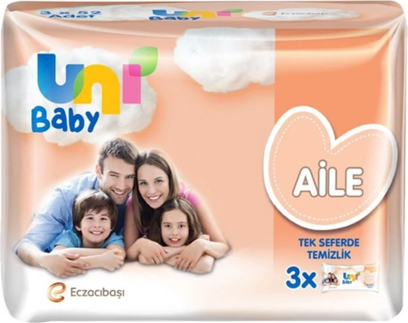 Uni Baby Sensitive Aile Islak Temizleme Mendili 3x52 Yaprak ürün görseli 1
