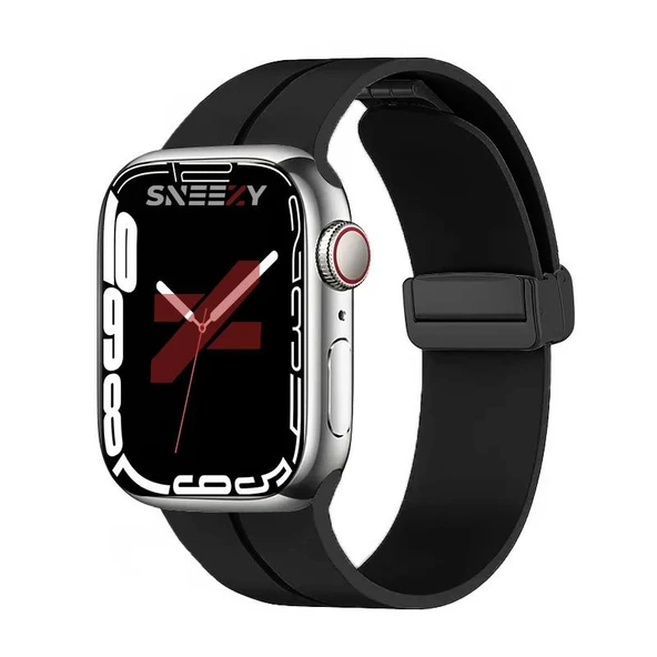 Apple Watch 38mm 40mm 41mm Seri 1 2 3 4 5 6 7 8 Se Uyumlu Coastal Manyetik Tokalı Silikon Kordon  Siyah ürün görseli 1
