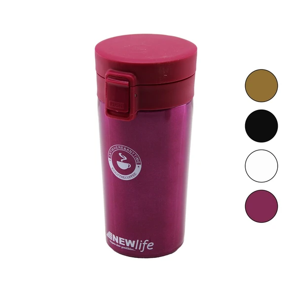 ÇELİK=18-8 METAL TERMOS KUPA BARDAK 300ML FİLTRELİ KULPSUZ BAS-AÇ KİLİTLİ KAPAK (5224) ürün görseli 1