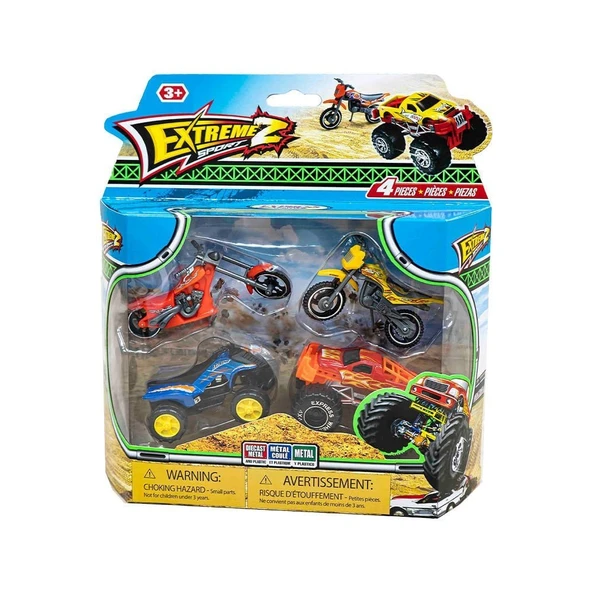Express Wheels Animal Truck ve Motosikletli Oyuncak Dörtlü Extreme Sporlar Seti ürün görseli 1
