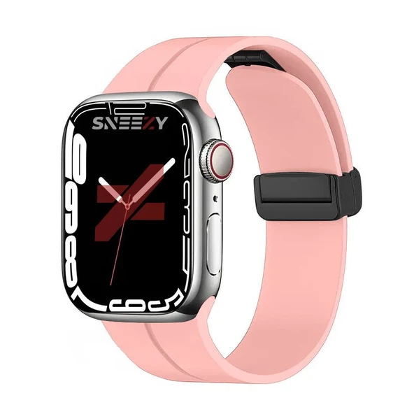 Apple Watch 38mm 40mm 41mm Seri 1 2 3 4 5 6 7 8 Se Uyumlu Coastal Manyetik Tokalı Silikon Kordon  Pembe Açık ürün görseli 1