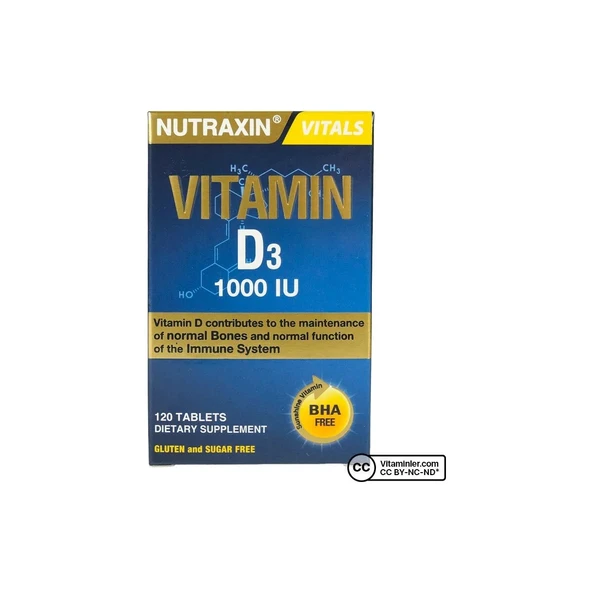 Nutraxin D3 Vitamin 1000 IU 120 Tablet - Resim 4