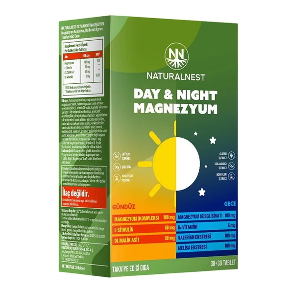 Naturalnest Day Night Magnezyum 30+30 Tablet ürün görseli 1