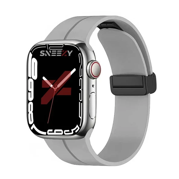 Apple Watch 42mm 44mm 45mm Seri 1 2 3 4 5 6 7 8 Se Uyumlu Coastal Manyetik Tokalı Silikon Kordon  Gri ürün görseli 1