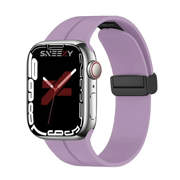 Apple Watch 42mm 44mm 45mm Seri 1 2 3 4 5 6 7 8 Se Uyumlu Coastal Manyetik Tokalı Silikon Kordon  Lila ürün görseli 1