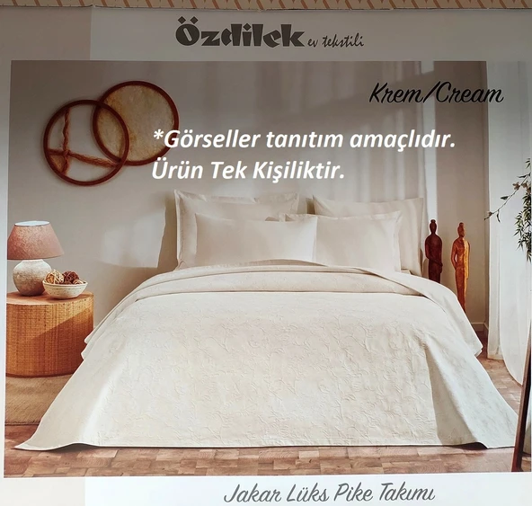 Özdilek Rf -Krem- Jakar Lux (Z) Tek Kişilik Pike Takımı (2 Yastık Kılıflı) ürün görseli 1