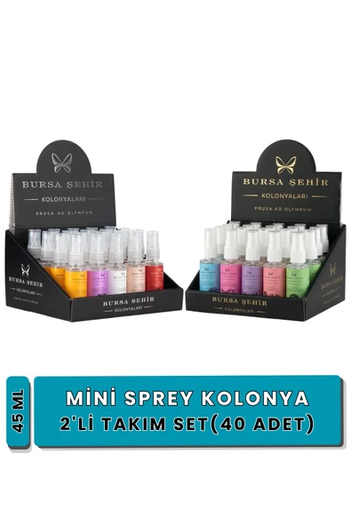 Mini Kolonya Seti, 40'lı Sprey Kolonya, Parfümlü Kolonya, 2'li Set ürün görseli 1
