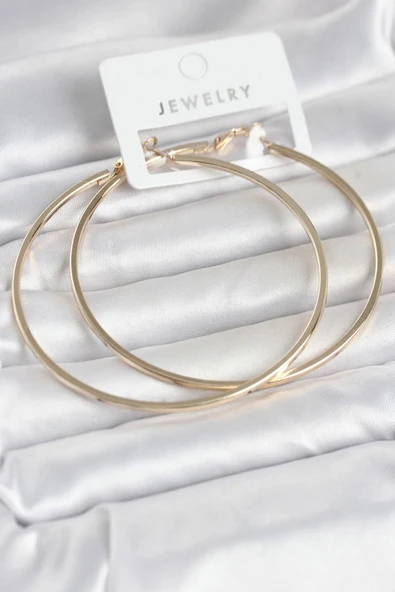 Gold Renk Pirinç Köşeli Kenar Halka 72 mm Kadın Küpe ürün görseli 1