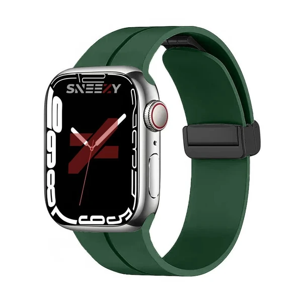 Apple Watch 42mm 44mm 45mm Seri 1 2 3 4 5 6 7 8 Se Uyumlu Coastal Manyetik Tokalı Silikon Kordon  Koyu Yeşil ürün görseli 1