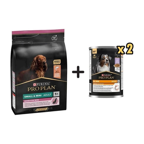 Pro Plan Somonlu Küçük Irk  Köpek Maması 3 kg + 2 Adet Pro Plan Everyday Nutrition Hindili Köpek Konservesi 400 Gr ürün görseli 1