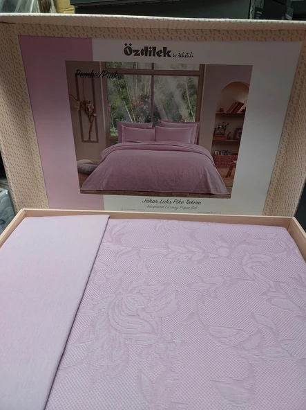 Özdilek Rf -Pembe- Jakar Lux (Z) Tek Kişilik Pike Takımı (2 Yastık Kılıflı) ürün görseli 1