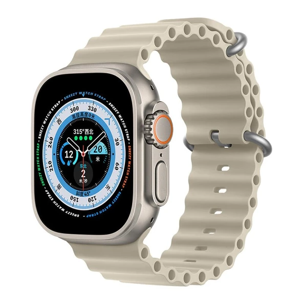 Apple Watch 49mm Ultra Seri Uyumlu Seaflex Ocean Silikon Kordon  Starlight ürün görseli 1