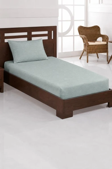 Penye Tek Kişilik 120x200 cm Lastikli Çarşaf Çağla Yeşili ürün görseli 1