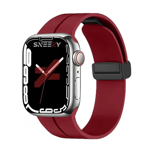 Apple Watch 38mm 40mm 41mm Seri 1 2 3 4 5 6 7 8 Se Uyumlu Coastal Manyetik Tokalı Silikon Kordon  Mürdüm ürün görseli 1