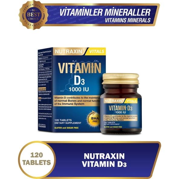 Nutraxin D3 Vitamin 1000 IU 120 Tablet - Resim 3