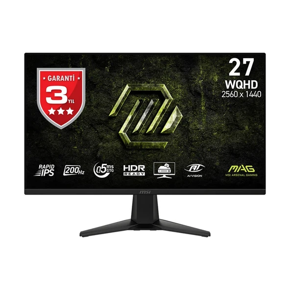 MSI 27" MAG 275QF E20 WQHD FLAT RAPID IPS 200HZ 0.5MS FREESYNC PREMIUM GAMING MONITOR ürün görseli 1