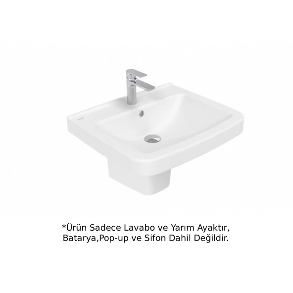 Creavit LR060 Lara Yarım Ayaklı Lavabo 60 cm Beyaz ürün görseli 1