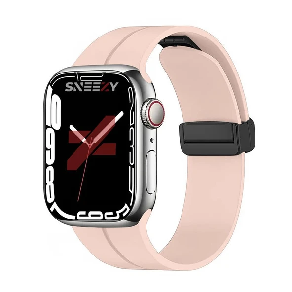 Apple Watch 42mm 44mm 45mm Seri 1 2 3 4 5 6 7 8 Se Uyumlu Coastal Manyetik Tokalı Silikon Kordon  Pudra ürün görseli 1