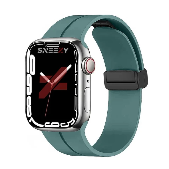 Apple Watch 38mm 40mm 41mm Seri 1 2 3 4 5 6 7 8 Se Uyumlu Coastal Manyetik Tokalı Silikon Kordon  Haki ürün görseli 1