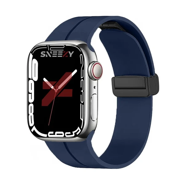 Apple Watch 38mm 40mm 41mm Seri 1 2 3 4 5 6 7 8 Se Uyumlu Coastal Manyetik Tokalı Silikon Kordon  Lacivert ürün görseli 1
