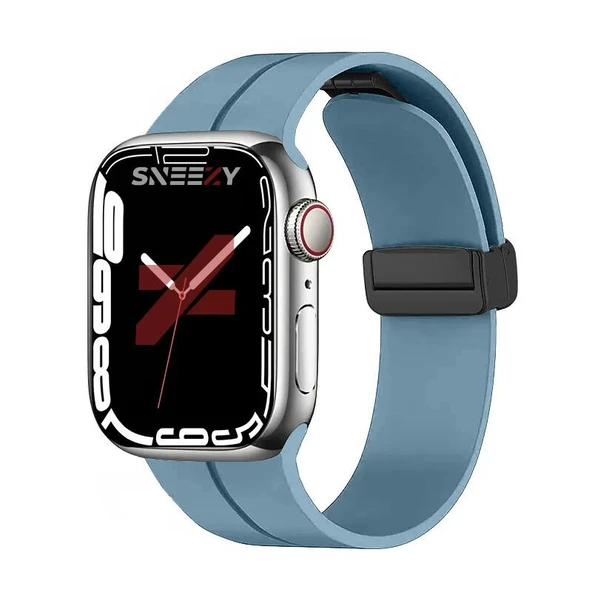 Apple Watch 42mm 44mm 45mm Seri 1 2 3 4 5 6 7 8 Se Uyumlu Coastal Manyetik Tokalı Silikon Kordon  Mavi Açık ürün görseli 1