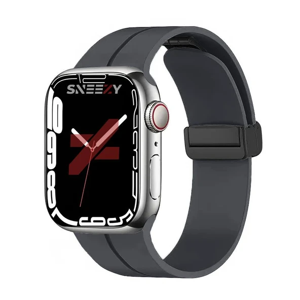 Apple Watch 42mm 44mm 45mm Seri 1 2 3 4 5 6 7 8 Se Uyumlu Coastal Manyetik Tokalı Silikon Kordon  Koyu Gri ürün görseli 1