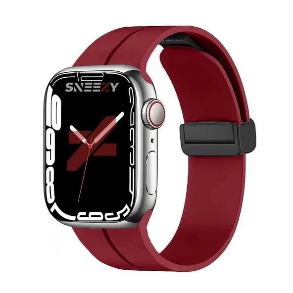 Apple Watch 42mm 44mm 45mm Seri 1 2 3 4 5 6 7 8 Se Uyumlu Coastal Manyetik Tokalı Silikon Kordon  Mürdüm ürün görseli 1