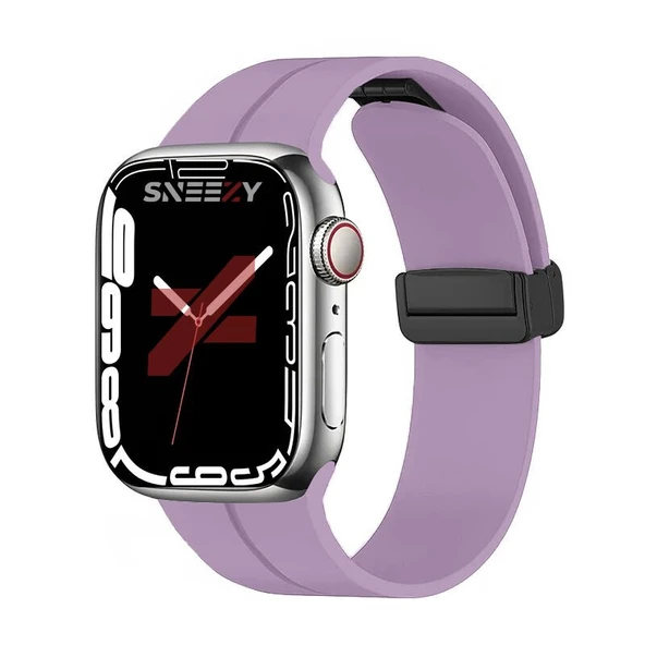 Apple Watch 38mm 40mm 41mm Seri 1 2 3 4 5 6 7 8 Se Uyumlu Coastal Manyetik Tokalı Silikon Kordon  Lila ürün görseli 1