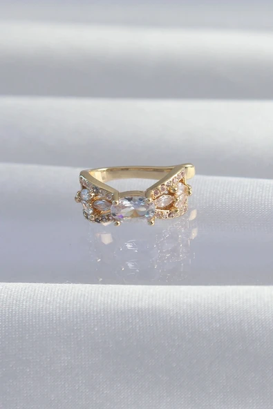 Pirinç Gold Renk Zirkon Taş Kaplama Earcuff Küpe ürün görseli 1
