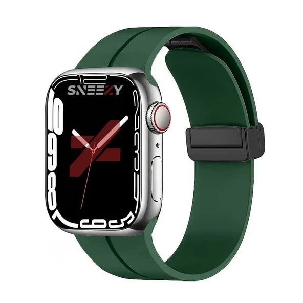 Apple Watch 38mm 40mm 41mm Seri 1 2 3 4 5 6 7 8 Se Uyumlu Coastal Manyetik Tokalı Silikon Kordon  Koyu Yeşil ürün görseli 1