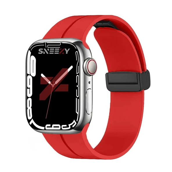 Apple Watch 38mm 40mm 41mm Seri 1 2 3 4 5 6 7 8 Se Uyumlu Coastal Manyetik Tokalı Silikon Kordon  Kırmızı ürün görseli 1