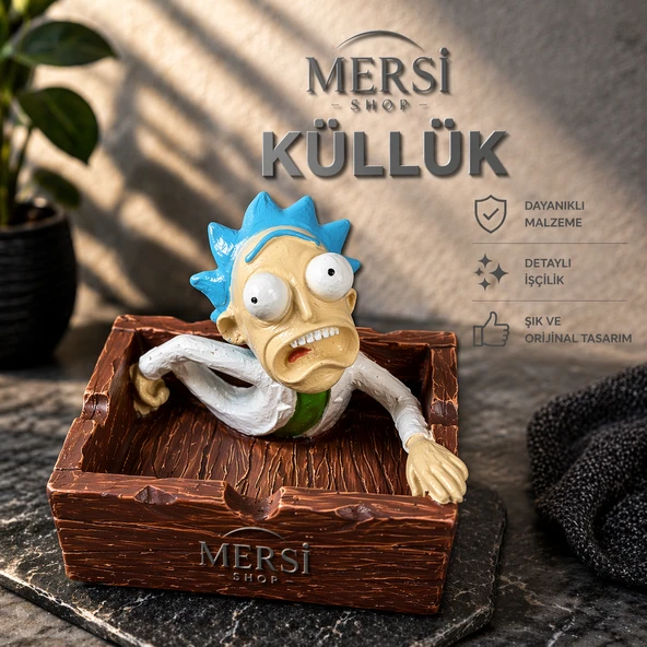 Rick Figürlü Seramik Küllük  Dekoratif Karakter Tasarımlı Küllük ürün görseli 1
