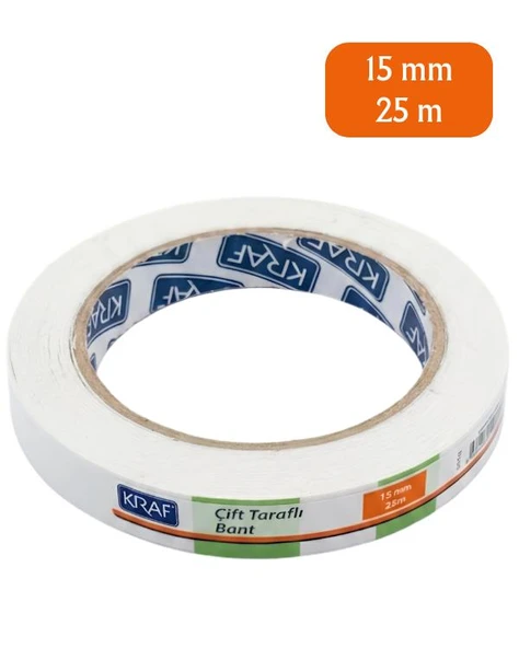 Kraf Çift Taraflı Bant 15mm x 25m 2515G ürün görseli 1