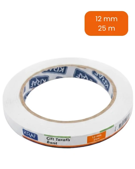 Kraf Çift Taraflı Bant 12mm x 25m 2512G ürün görseli 1