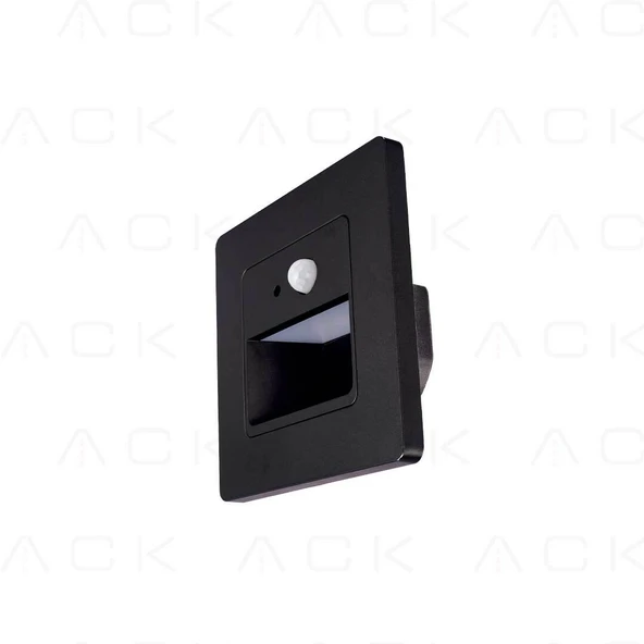 ACK 1W GÜNIŞIĞI SENSÖRLÜ MERDİVEN KORİDOR ARMATÜRÜ (SİYAH KASA) ürün görseli 1