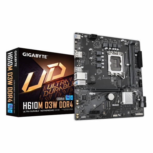 Gigabyte H610M D3W DDR4 (3200MHz)OC M.2 HDMI/DP PCIe 4.0 1700P mATX Anakart ürün görseli 1