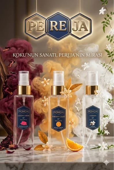 Pereja parfümlü kolonya set 100mlx3 (Gizemli Misk, Yasemin, Portakal Çiçeği) ürün görseli 1