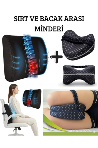 Ankaflex Ortopedik Sırt ve Bacak Arası Minder Seti Azaltıcı Diz Yastığı Uyku ve Oturma Seti ürün görseli 1