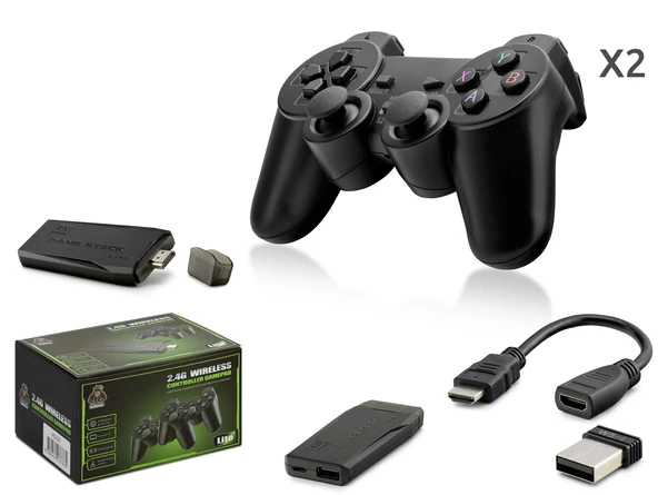 Retro Oyun Stick Hdmi Çift Gamepad Seti 2.4G Kablosuz - Siyah HD327 ürün görseli 1