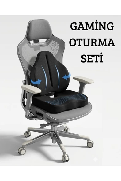 Ankaflex Gaming Set Visco Ortopedik Oturma Minderi ve Bel Destek Yastığı 2li Set ürün görseli 1