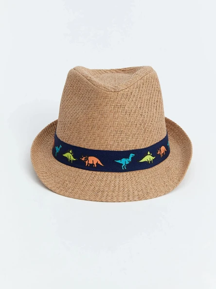 LCW ACCESSORIES Bej Dinozor Baskılı Erkek Çocuk Hasır Fötr Şapka ürün görseli 1