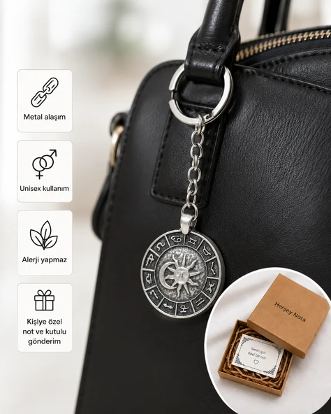 12 Burç Astroloji Anahtarlık Unisex Metal Aksesuar ürün görseli 1