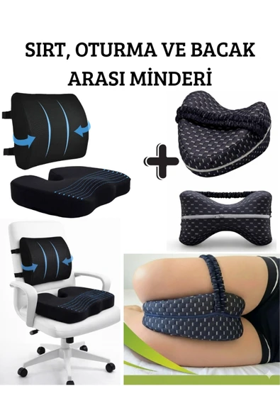 Ankaflex Ortopedik 3lü Minder Seti Sırt Oturma ve Bacak Arası Diz Yastığı Bel Kalça Destek ürün görseli 1