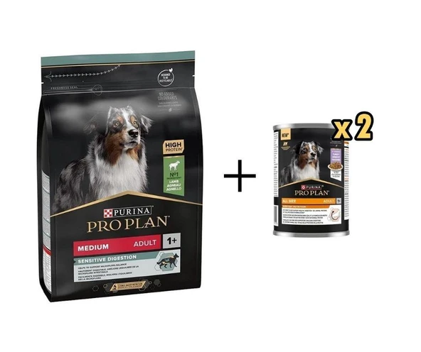 Pro Plan Kuzulu Yetişkin Köpek Maması 3 Kg + 2 Adet Pro Plan Everyday Nutrition Hindili Köpek Konservesi 400 Gr ürün görseli 1
