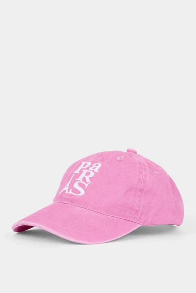 Defacto G0835A8PN114 Pembe Nakışlı Pamuklu Cap Şapka Kız Çocuk ürün görseli 1