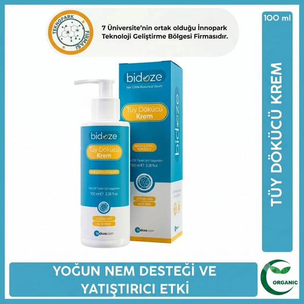 Bidoze Tüy Dökücü Krem 100 Ml | Aloe Vera ve Hindistan Cevizi Yağlı Pürüzsüzlük ürün görseli 1
