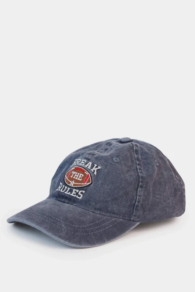Defacto G0839A8BE303 Mavi Nakışlı Pamuklu Denim Cap Şapka Erkek Çocuk ürün görseli 1