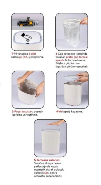 Sensörlü 12lt Çöp Kovası Oky-1525 199 - Resim 5