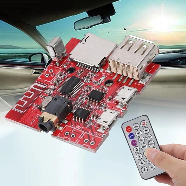 MP3 Kumandalı Bluetooth Amfi Modülü SD Kart + USB - Resim 2